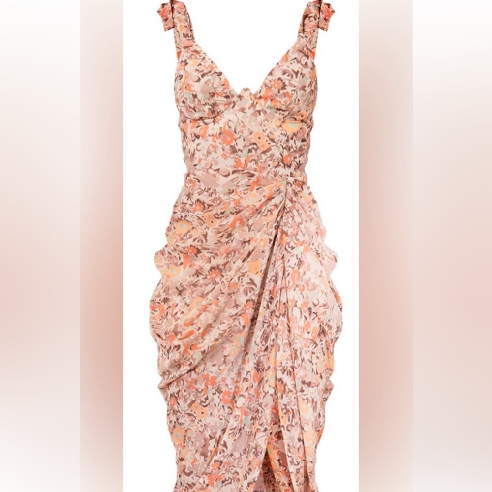 NWT Pretty Little Thing peach floral print dress